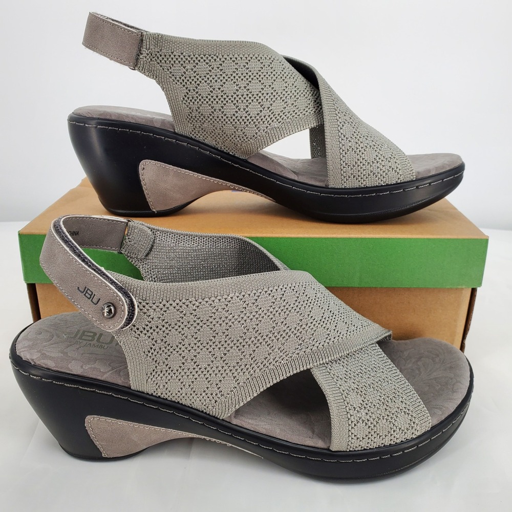 JBU By Jambu Alyssa Knit Wedge Sandals Gray Shimmer Womens Size 12M